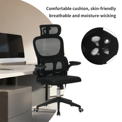 High Back Ergonomic Office Chair, Big and Tall Mesh Desk Chair with Wheels, Tilt Function, 3D Headrest, Lumbar Support, Swivel Rolling Computer Chair for Task, Home Office, Black