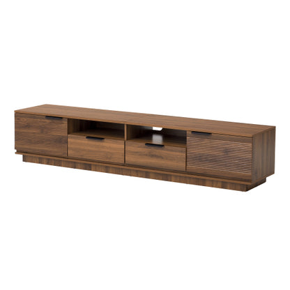 78.7 inch Walnut Wave Fluted TV Stand Legless Media Console Fits Up To 85 Inch TV