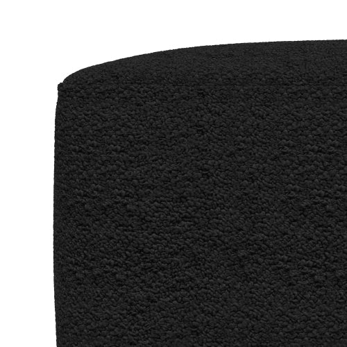 24 Inch Square Black Boucle Ottoman Pouf Footrest Accent Stool