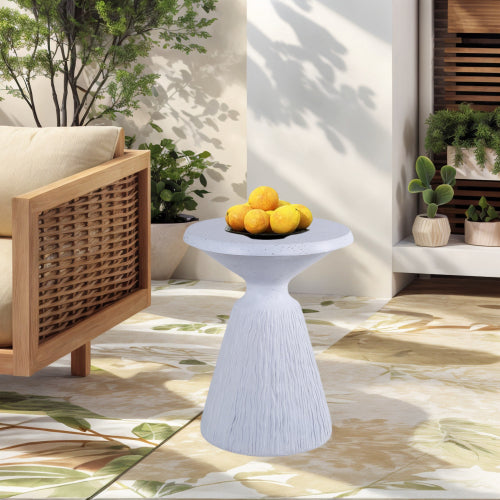 Cement Outdoor End Tables for Patio, GardenAccent Table, Modern Small Round Side Tablefor Outside, Tree Stump Garden Stool DrumTable indoor and Outdoor