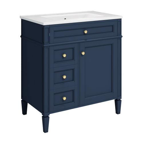 30'' Bathroom Vanity with Top Sink, Modern Bathroom Storage Cabinet with 2 Drawers and a Tip-out Drawer, Single Sink Bathroom Vanity