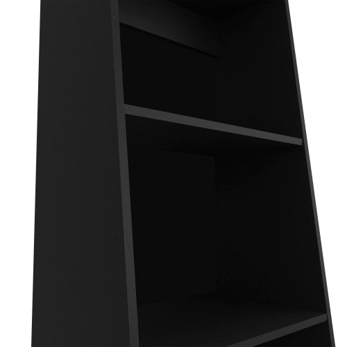 Black Three-Shelf Large Capacity Open Household Storage Bookcase
