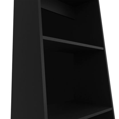 Black Three-Shelf Large Capacity Open Household Storage Bookcase