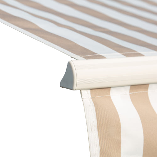 Outsunny 13' x 8' Retractable Awning, Patio Awnings, Sunshade Shelter w/ Manual Crank Handle, UV & Water-Resistant Fabric and Aluminum Frame for Deck, Balcony, Yard, Beige Stripes