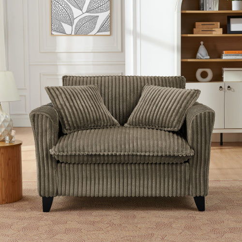 Brown Retro Corduroy Ergonomic Lazy Single Sofa Chair with Dual Armrests