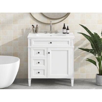 30'' Bathroom Vanity with Top Sink, Modern Bathroom Storage Cabinet with 2 Drawers and a Tip-out Drawer, Single Sink Bathroom Vanity