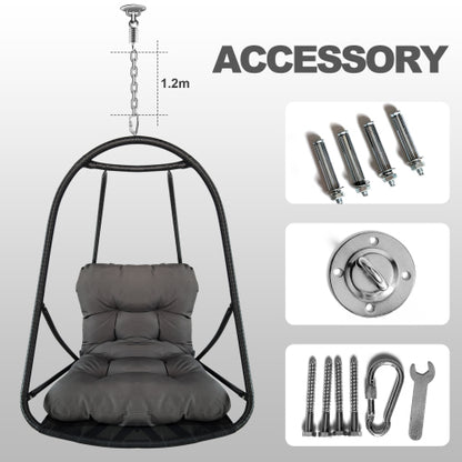 without Stand Swing Egg Chair Indoor Outdoor Wicker Rattan Patio Basket Hanging Chair with C Type bracket