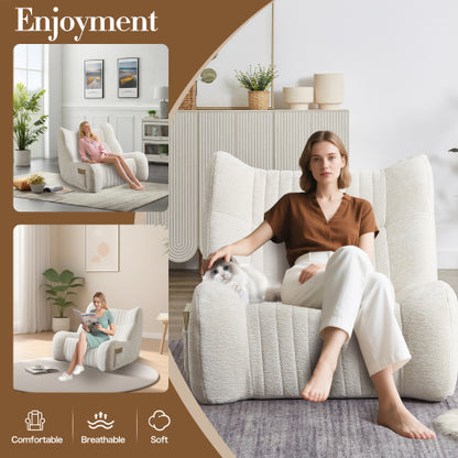 Adult Oversized Chenille Bean Bag Chair with Armrests, Floor Lazy Sofa