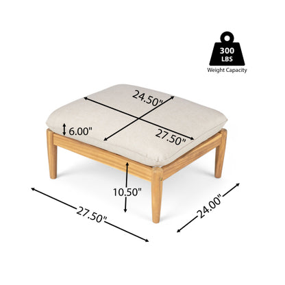Terassi Outdoor Acacia Wood Lounge Set with Chair, Ottoman