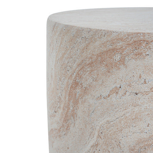 Outdoor/Indoor Lightweight Concrete Side Table,Travertine Finish