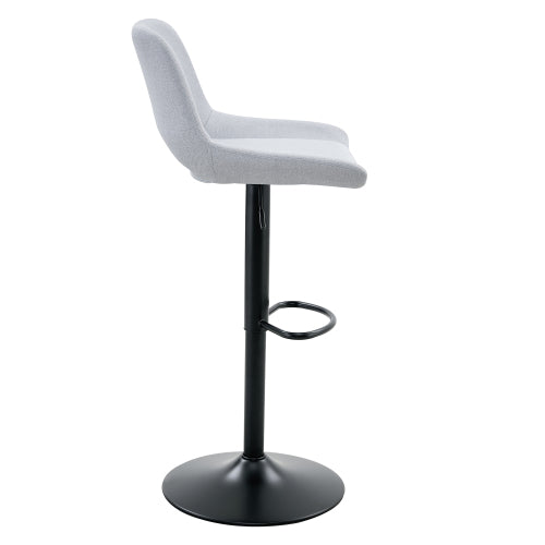 Modern Swivel Adjustable Bar Stools Set - 2 Pack, Light Gray Linen Fabric, Holds Up to 250 lbs, Suitable for Home Bars and Kitchen Islands.