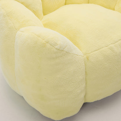 Yellow Lotus-Shape Compression Bean Bag Sofa with Pull Ring, No Assembly