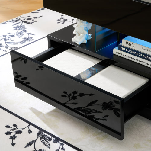 39.3inch  Lift Top Coffee Table with LED Lights, Black