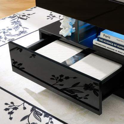 39.3inch  Lift Top Coffee Table with LED Lights, Black
