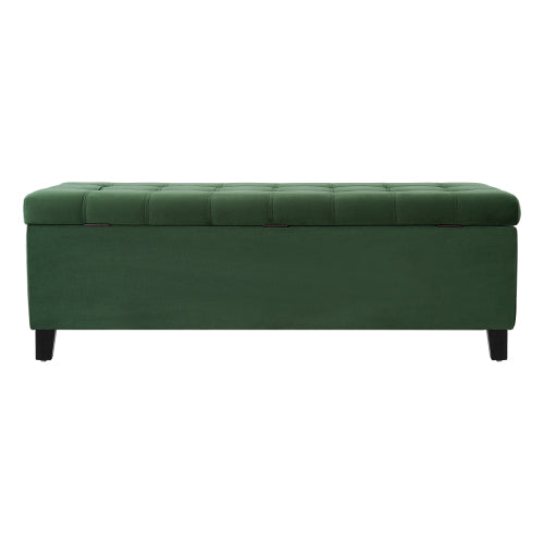 Retro Green Fabric Storage Ottoman Bench, Boucle Upholstered Entry & End of Bed Bench, 300 LBS Capacity 51.18 inchL x19.29 inchW x17.72 inchH