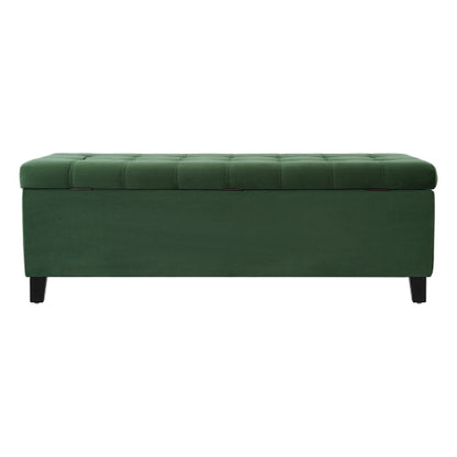 Retro Green Fabric Storage Ottoman Bench, Boucle Upholstered Entry & End of Bed Bench, 300 LBS Capacity 51.18 inchL x19.29 inchW x17.72 inchH