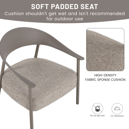 Holiday - Modern 2-Piece Accent Chair Set with Coffee Table – Warm Grey PP & Steel Frame Sofa Set, Soft Cushioned Seating for Living Room, Lounge, Balcony (2 Chairs + 1 Table)