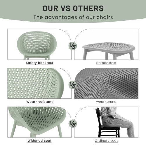 Holiday - 2-Pack Modern Lounge Chairs – Indoor/Outdoor All-Weather PP Plastic, Lightweight for Patio, Beach, Living Room (Pale Green)