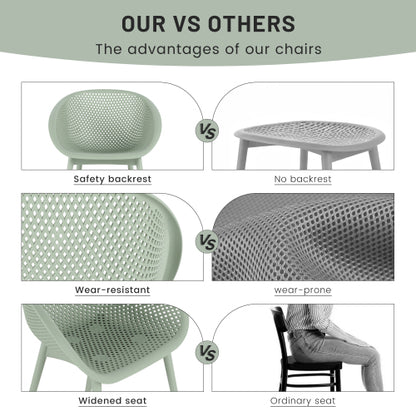 Holiday - 2-Pack Modern Lounge Chairs – Indoor/Outdoor All-Weather PP Plastic, Lightweight for Patio, Beach, Living Room (Pale Green)