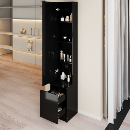 63 inch  LED Full-Length Mirror Cabinet, Jewelry & Cosmetic Organizer, 3-Color Light, Multi-Layer Storage