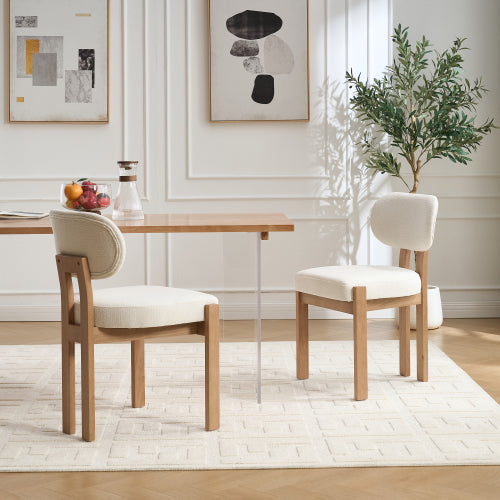 Wooden Dining Chairs Set of 2, Modern Fabric Upholstered Dining Room Chairs, Farmhouse Kitchen Chairs