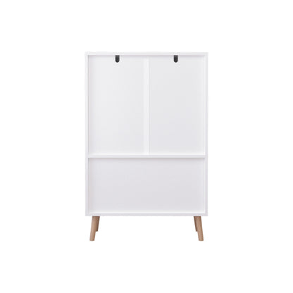 Kids Toy Storage Cabinet with Doors and Open Shelf White
