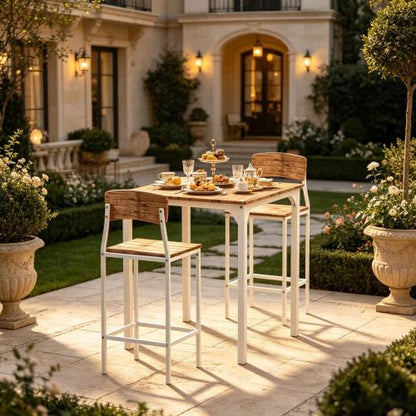 3-Piece Bistro Dining Set with Square Table and 2 Stools for Small Spaces