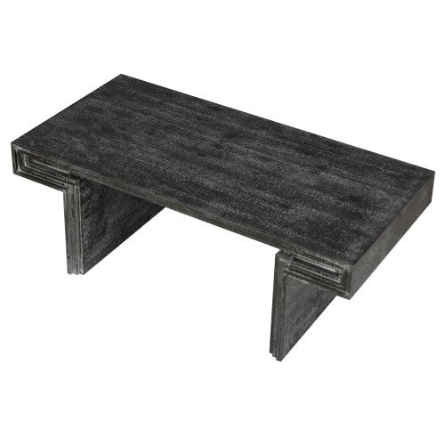 48 Inch Double-Tier Vintage Industrial Table, Antique Black