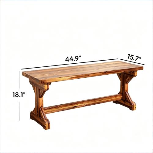 Backless Park Bench,Patio Loveseat,Outdoor Wooden Bench