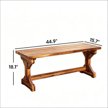 Backless Park Bench,Patio Loveseat,Outdoor Wooden Bench