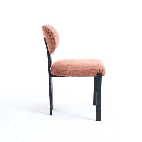 Set of 2 Mid-Century Boucle Upholstered Dining Chairs, Curved Backrest