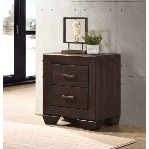 Dark Cocoa 2-Drawer Wooden Nightstand