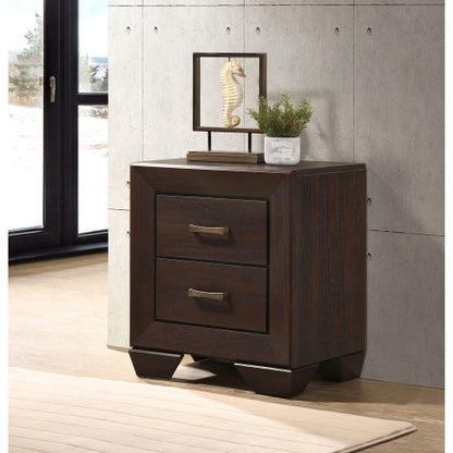 Dark Cocoa 2-Drawer Wooden Nightstand