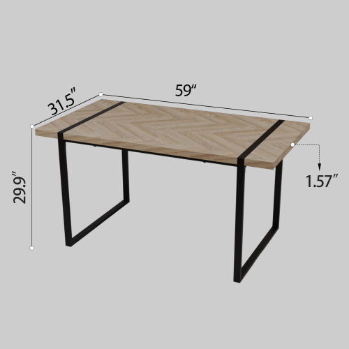 59 Inch Dining Table Set with 4 Suede Chairs, Modern Style