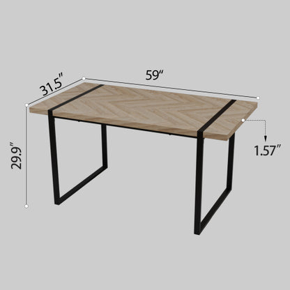 59 Inch Dining Table Set with 4 Suede Chairs, Modern Style