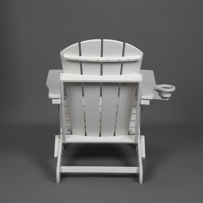 HDPE Folding Chair with Dual Cup Holder - Composite Chair with Wood Texture- White
