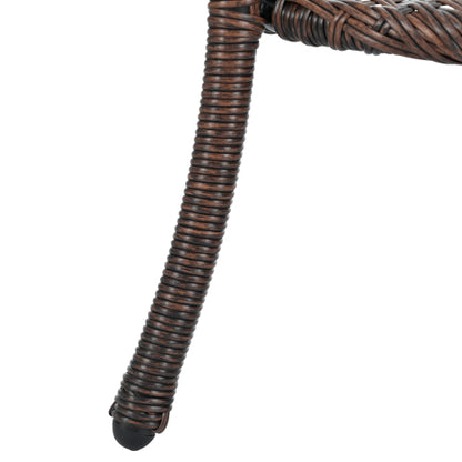 U_STYLE Outdoor Leisure Set, 2 Rattan Single Chairs with A Glass Round Table, Perfectly Suited for Patios, Balconies, and Courtyards