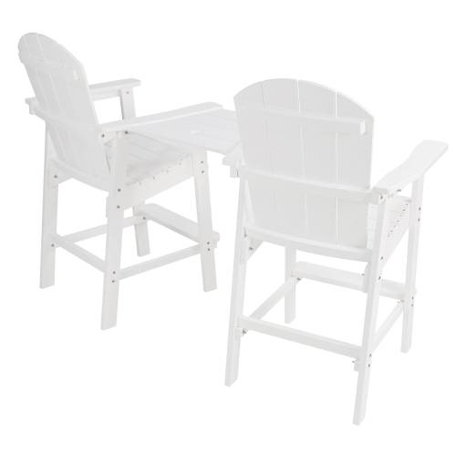 Lounge chair White color, suitable for all seasons: Outdoor lounge chair, made of sturdy HIPS material, equipped with 304 stainless steel accessories.