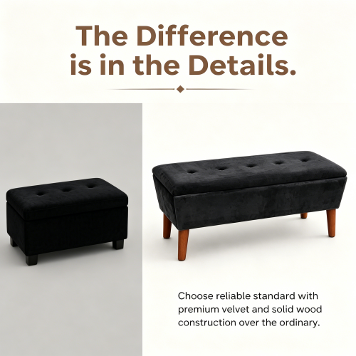 42 inch Linen Ottoman Bench with Wood Legs, Modern Entryway Seat