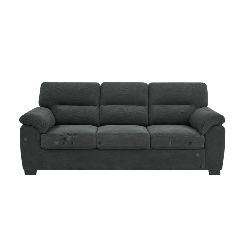 Dark Gray 3-Seater Textured Fabric Minimalist Living Room Sofa