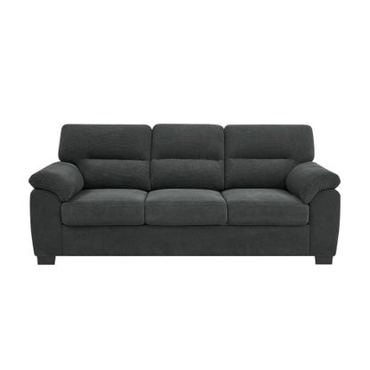 Dark Gray 3-Seater Textured Fabric Minimalist Living Room Sofa