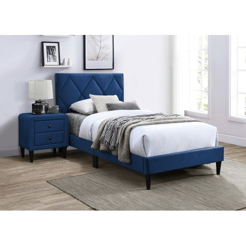 Navy Blue Velvet 2-Drawer Nightstand, 21inch¡Á16inch¡Á22inchH
