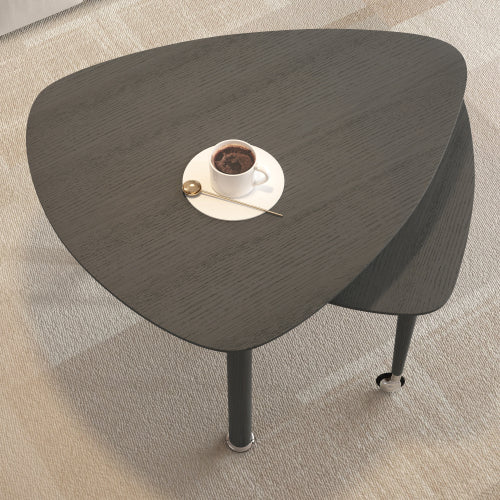 360°Rotatable Coffee Table, Grey Oak Veneer