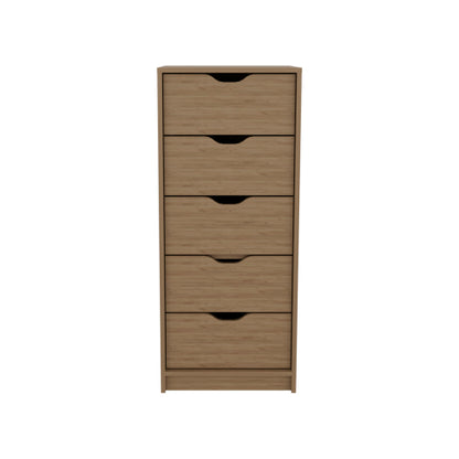 Tall Narrow Dresser, Pull Out System, Five Drawers, Natural Oak