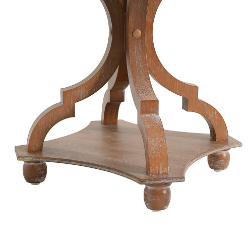 French Country Square Accent Table, Distressed Faux Wood Hourglass Base End Table, 18.75"W×18.75"D×25"H