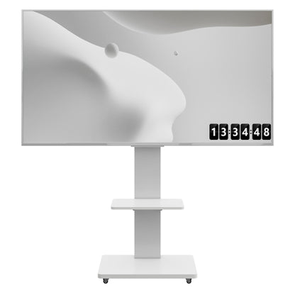 White Mobile TV Cart with Lockable Wheels, Height Adjustable Floor TV Stand for 32-75 Inch TV