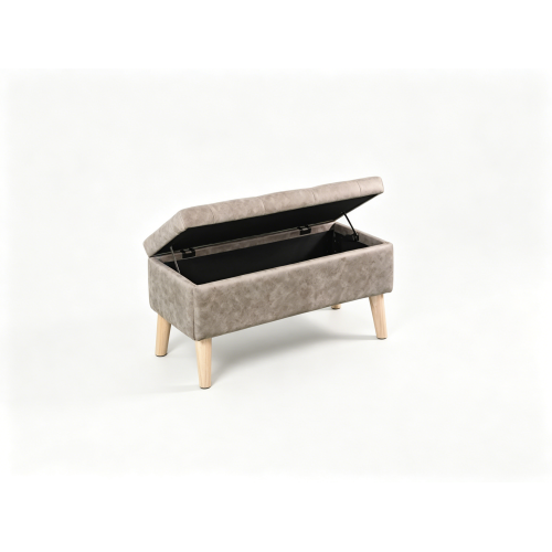 32 Inch Square Storage Ottoman Bench with Built-in Tray, Upholstered Footrest, Modern Multi-Functional End of Bed Bench