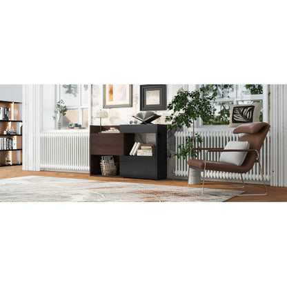 32.5 inch-58.8 inchW 40 inchH Multifuctional Storage Cabinet, Buffet Sideboard Cabinet with Drawer, Corner Cabinet for 44 inchH Window decor, Livingroom, Hallway, Entryway, Kitchen & Office  - Black & Walnut
