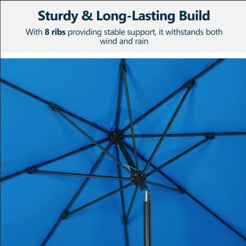 13 Feet Blue Market Patio Umbrella with Crank Lift , Tilt * Ribs, UV-Resistant Canopy for Pool, Backyard & Patio (Without base)