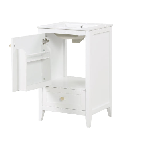 20" Bathroom Vanity with Sink, Bathroom Cabinet with Soft Closing Door, Storage Rack and A Drawer, White(Old SKU:N725P185452K)